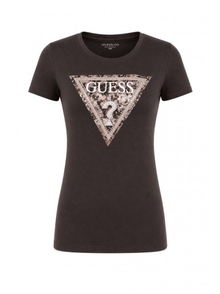 T-Shirt Guess Mulher Ss Cn Crystals Triangle Tee