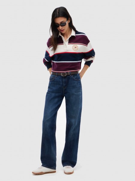Camisola Tommy Jeans Mulher Tjw Crp Stripe Rugby