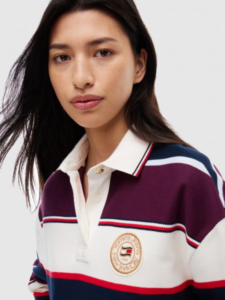 Camisola Tommy Jeans Mulher Tjw Crp Stripe Rugby