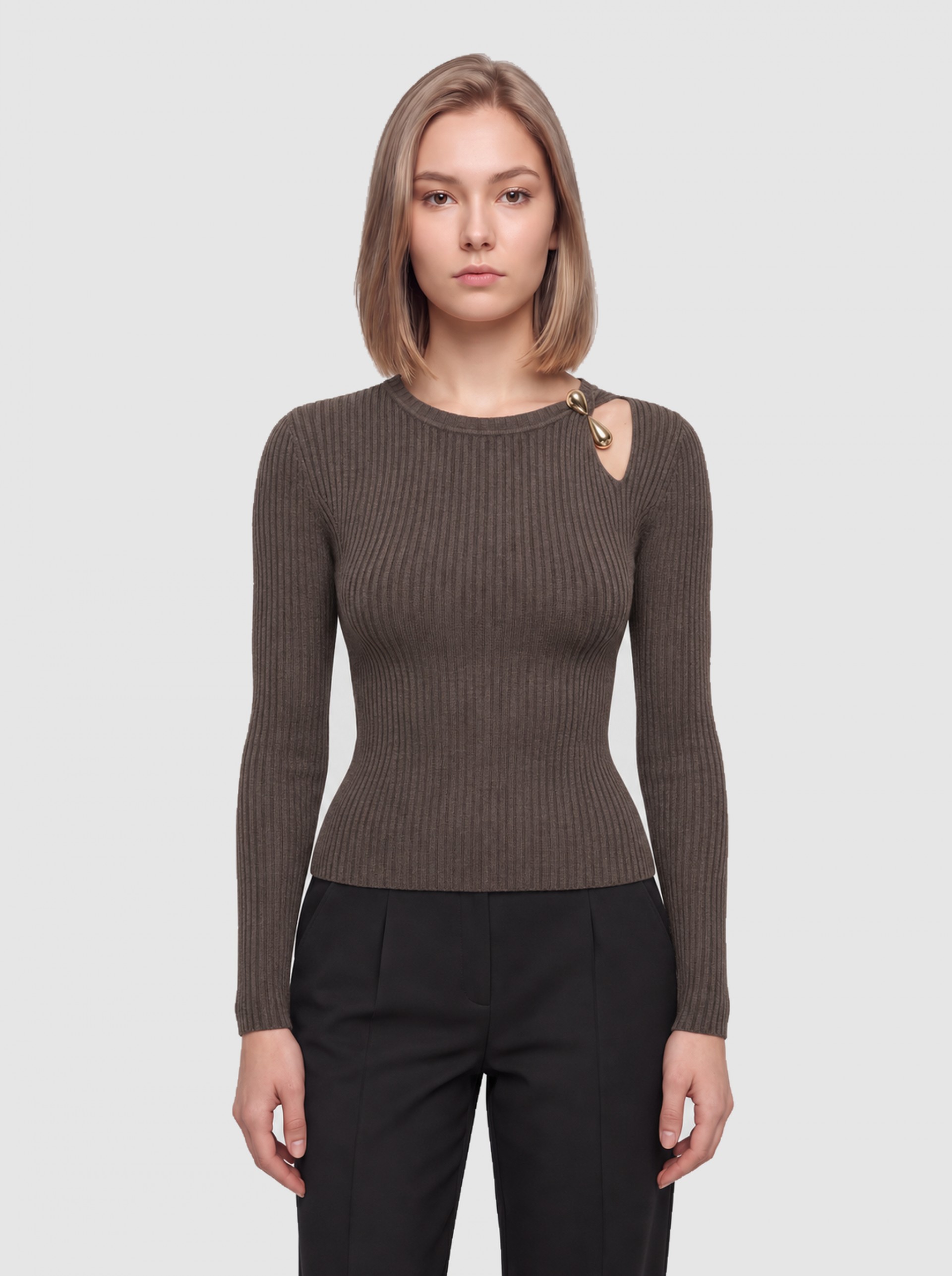 Pullover Woman Dark Brown Only