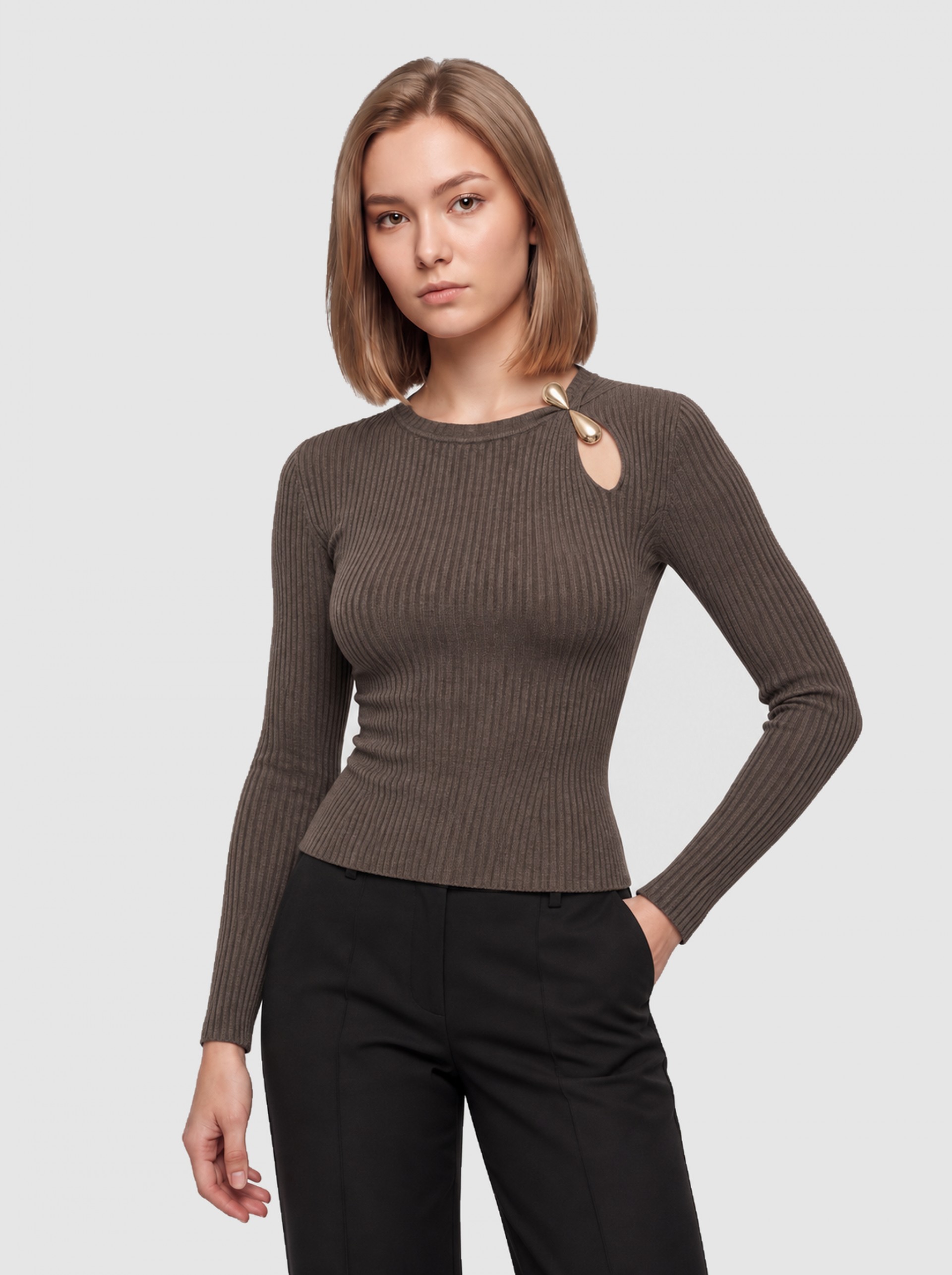 Pullover Woman Dark Brown Only