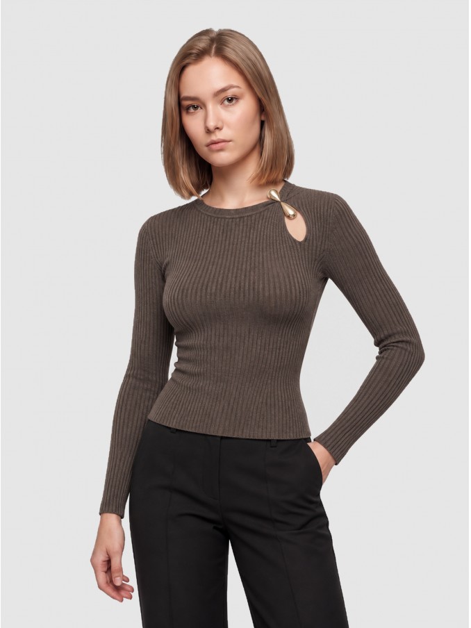 Pullover Woman Dark Brown Only