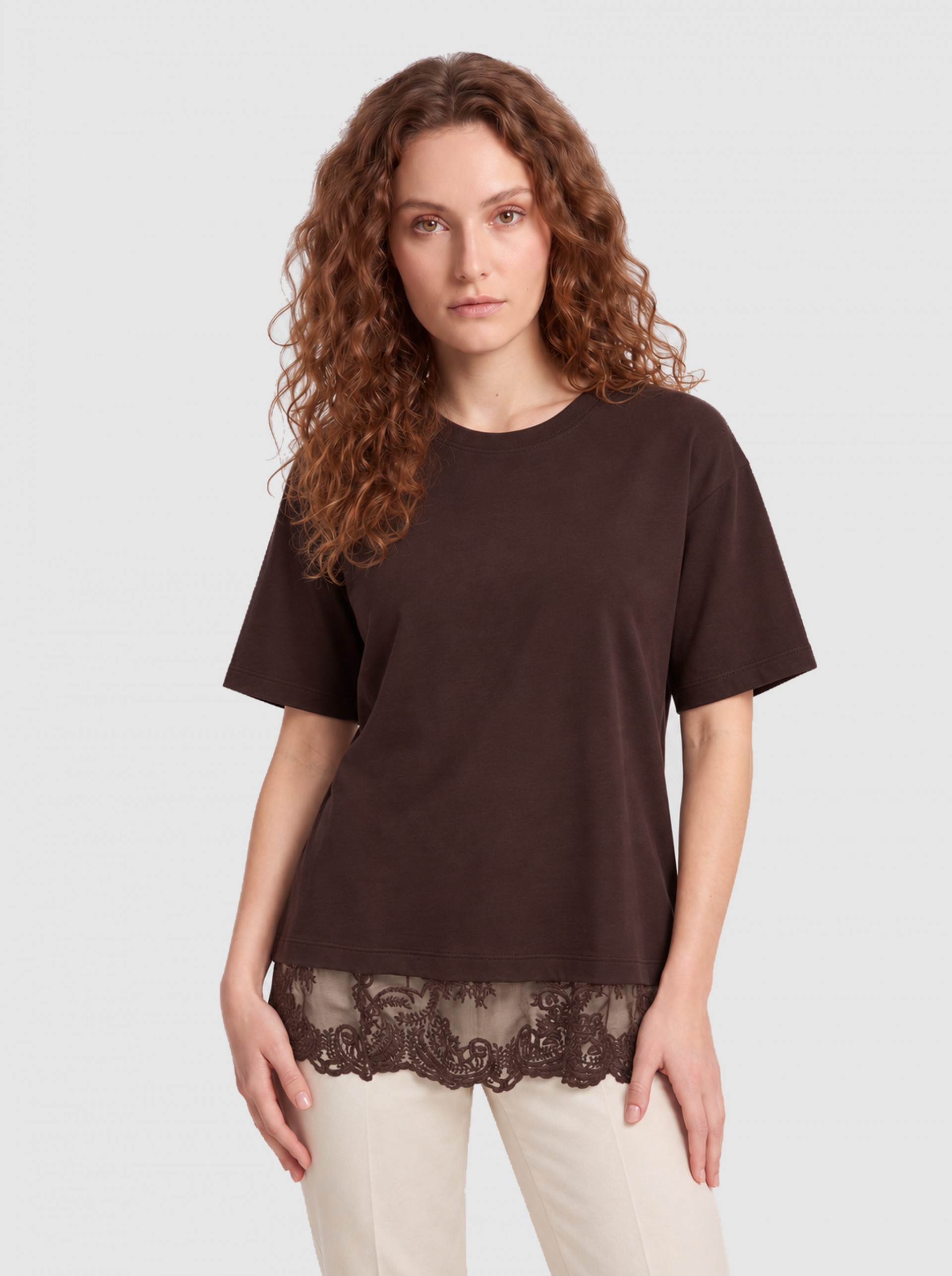 Camiseta Mujer Castaño Oscuro Only