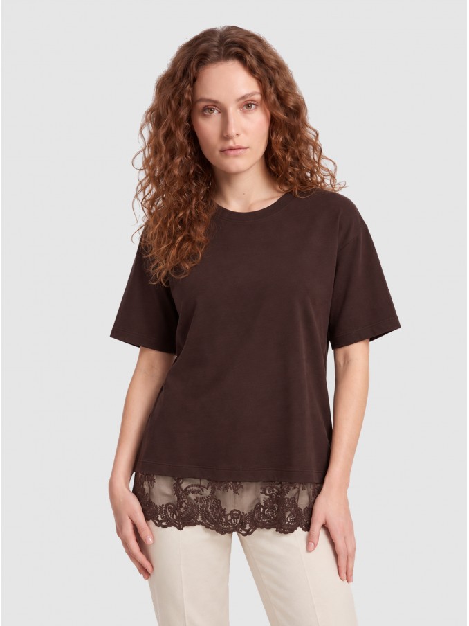 Camiseta Mujer Castaño Oscuro Only