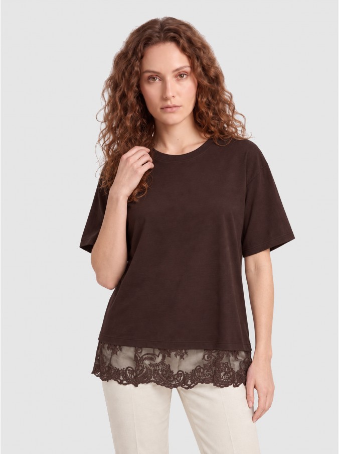 Camiseta Mujer Castaño Oscuro Only