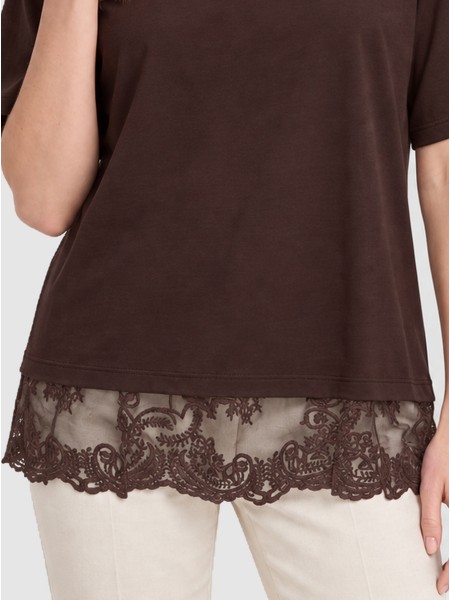 T-Shirt Only Mulher Onlvivvi S/s Lace Bottom Top Jrs Noos