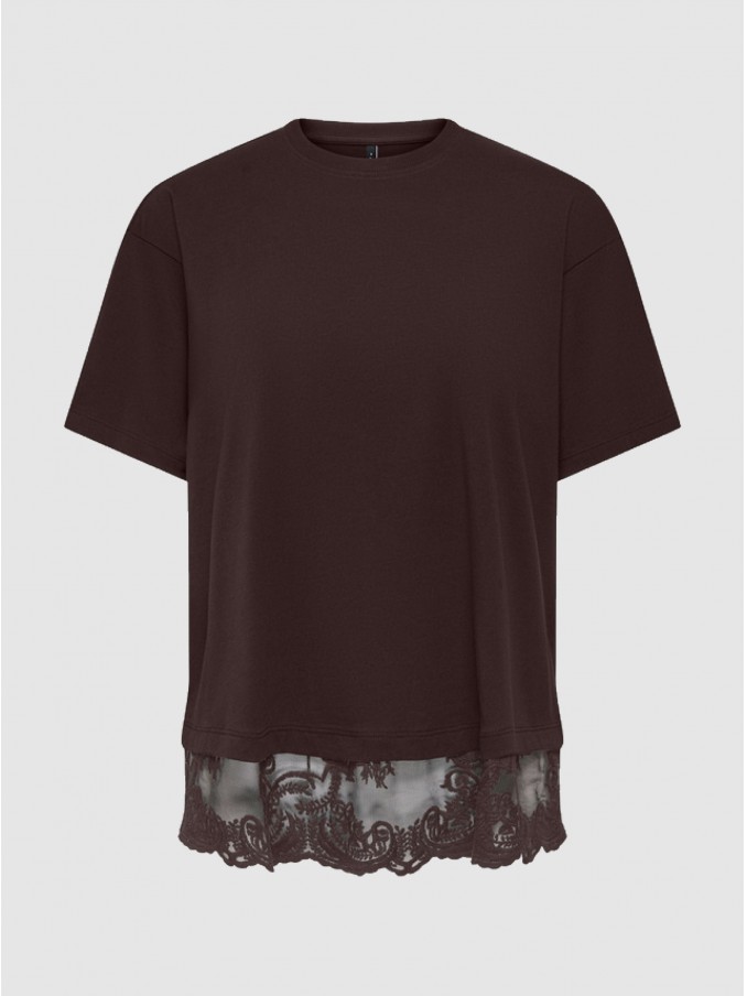 Camiseta Mujer Castaño Oscuro Only