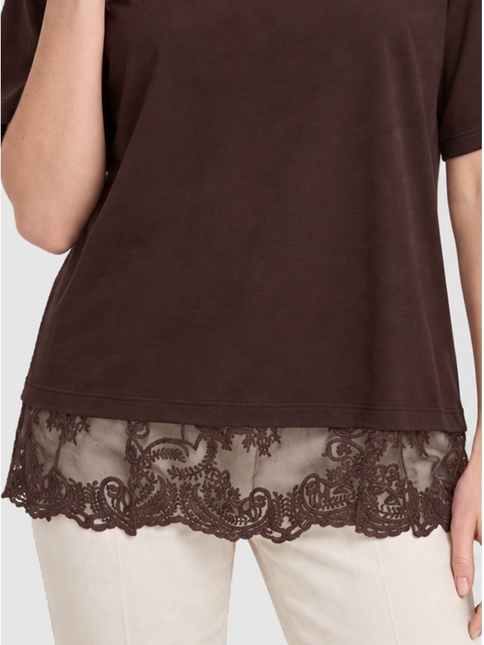 Camiseta Mujer Castaño Oscuro Only