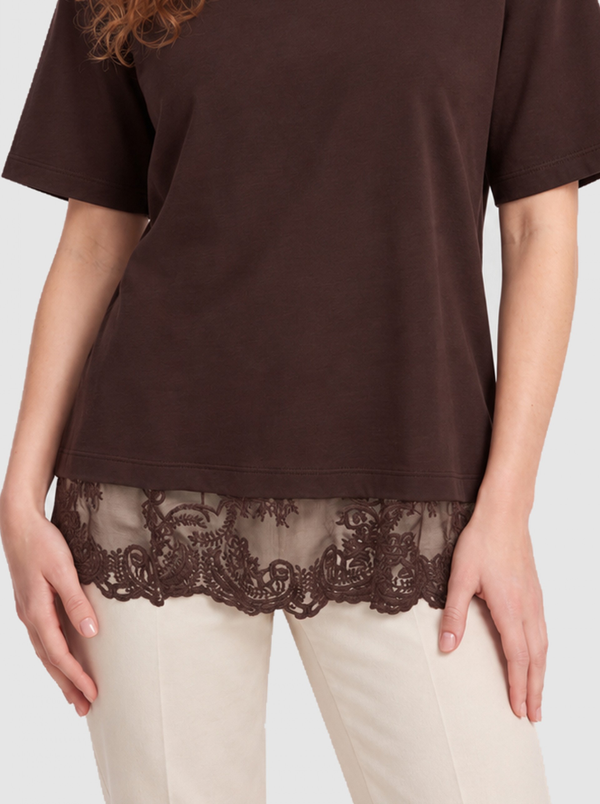 Camiseta Mujer Castaño Oscuro Only