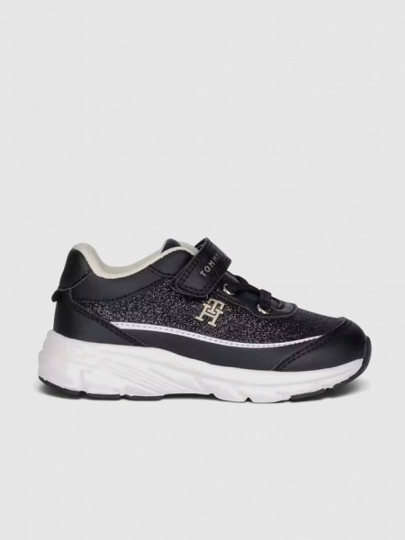 Sapatilha Tommy Hilfiger Menina Low Cut Lace-Up/velcro Sneaker Blac