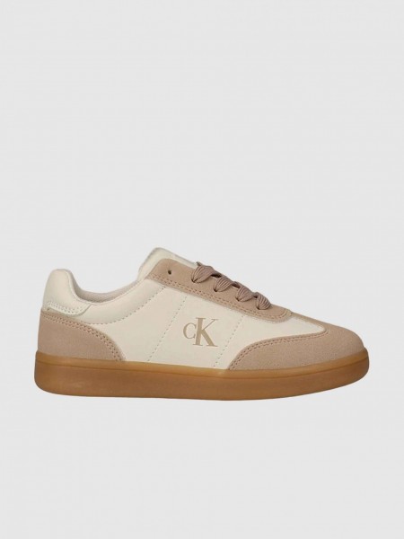 Sapatilha Calvin Klein Menina Low Cut Lace-Up Sneaker Nude/milk