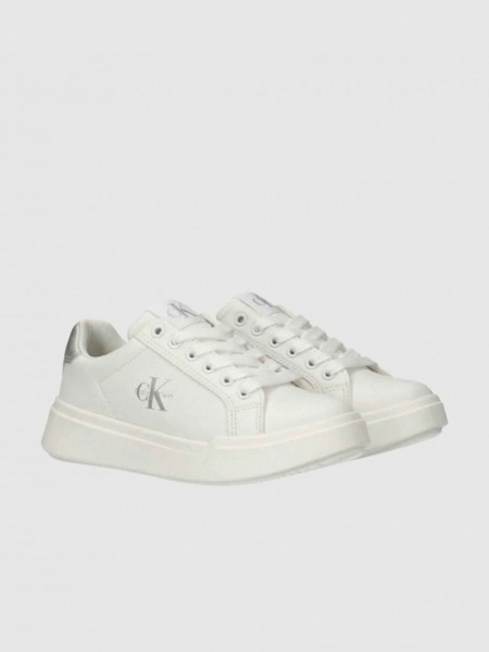 Sapatilha Calvin Klein Menina Low Cut Lace-Up Sneaker White/silve
