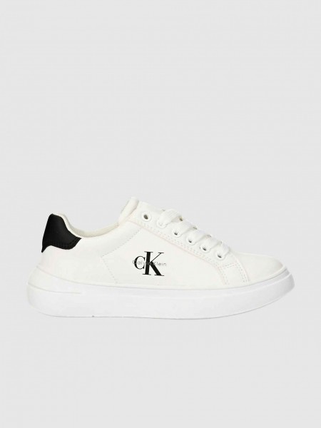 Sapatilha Calvin Klein Menino Low Cut Lace-Up Sneaker White/black