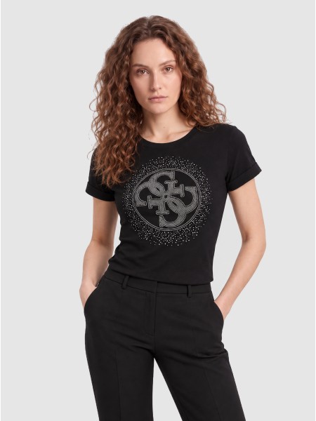 T-Shirt Guess Mulher Ss Cn Round 4G Degrade Hotfix
