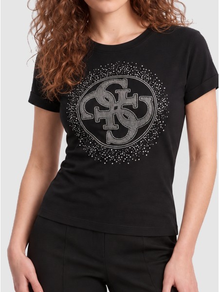 T-Shirt Guess Mulher Ss Cn Round 4G Degrade Hotfix