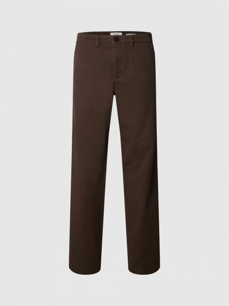 Pantalones Hombre Marr�n Selected