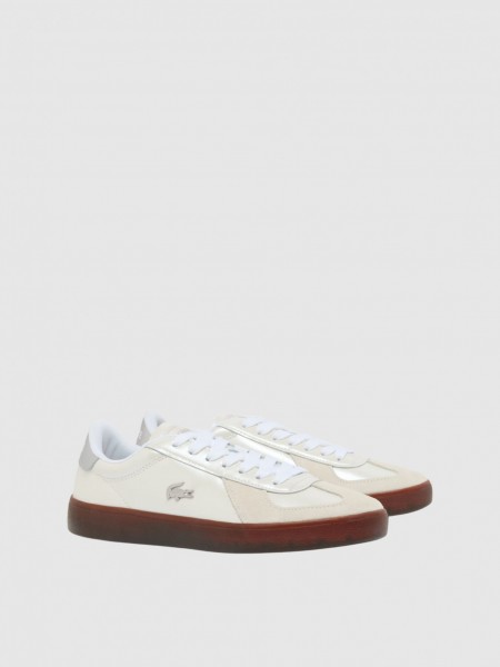 Sapatilha Lacoste Mulher Womens Baseshot Pro Silver & Cream Pack Sneakers