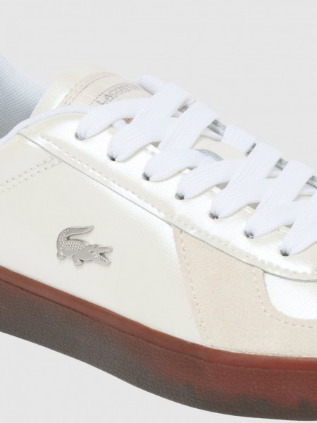 Sapatilha Lacoste Mulher Womens Baseshot Pro Silver & Cream Pack Sneakers