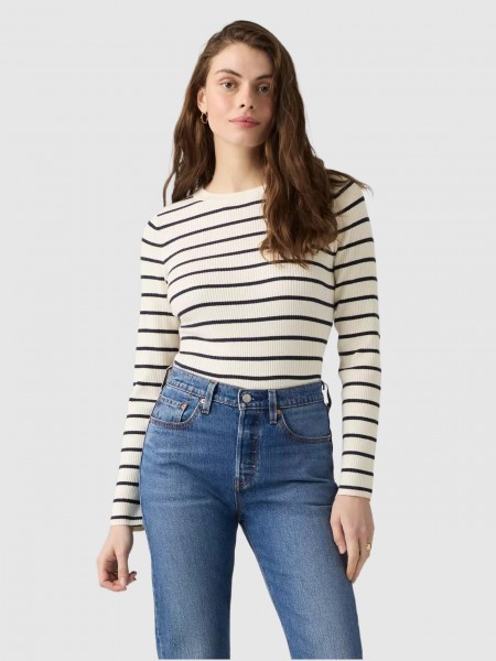 Camisola Levis Mulher Rib Crew Sweater Neutrals