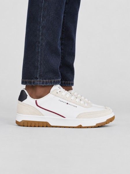 Sapatilha Tommy Hilfiger Homem Th Basket Core Leather Suede Mix