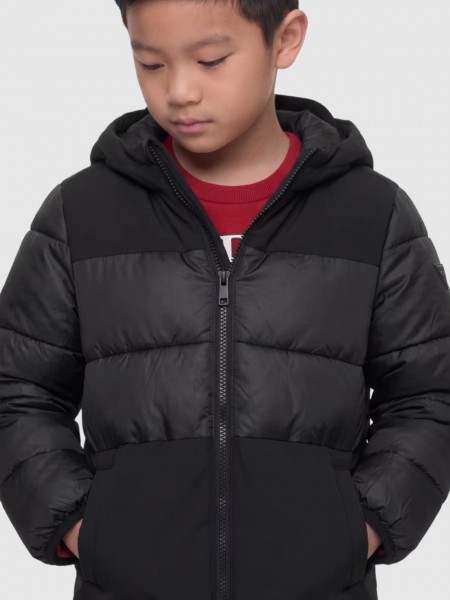 Kispo Guess Menino Hooded Ls  Mixed Fabric Puffer