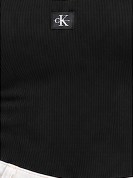 Camisola Calvin Klein Mulher Ls Woven Label 2X2 Baby Rib Scoo
