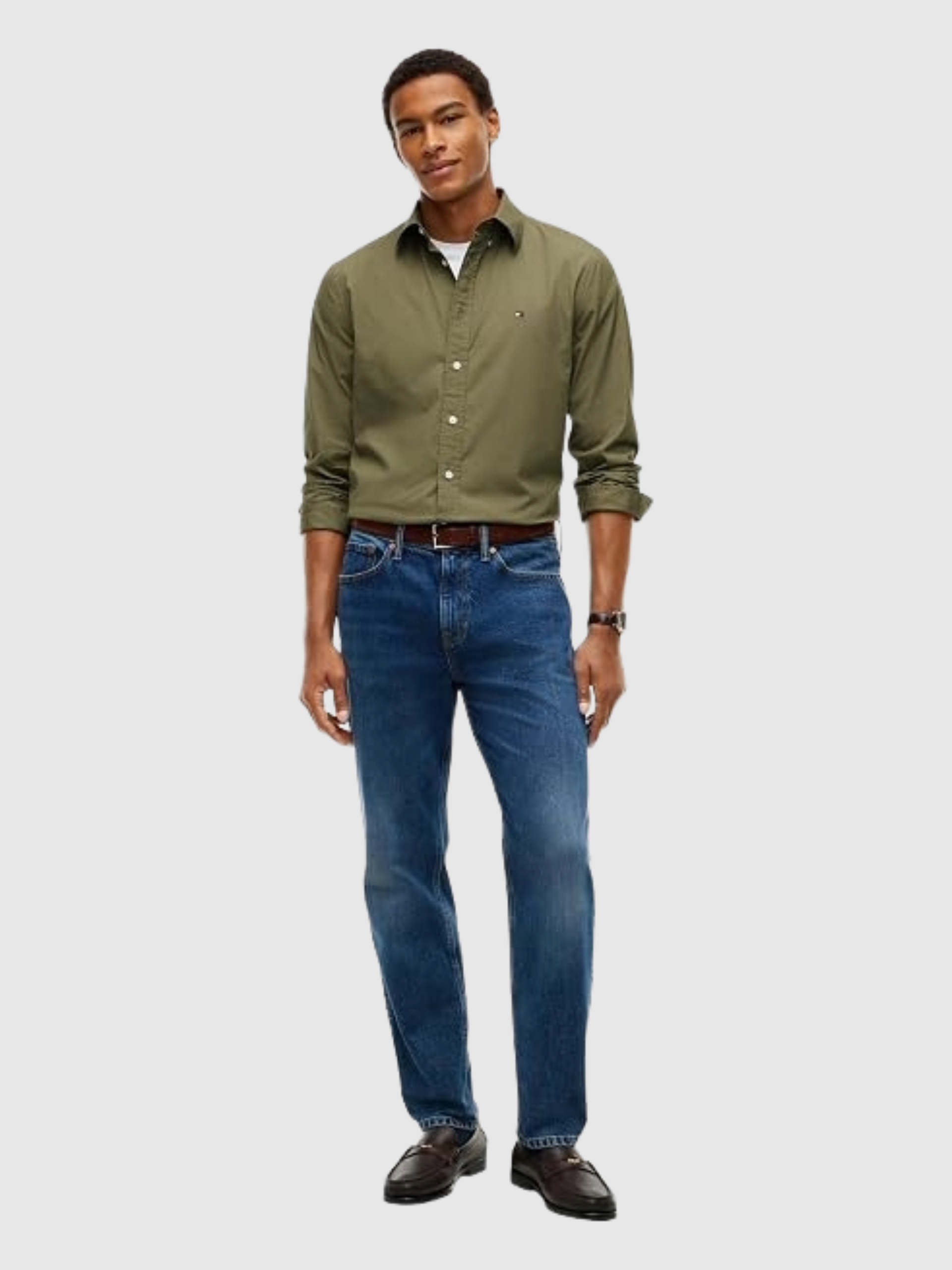 Camisa Tommy Hilfiger Homem Flex Poplin Solid Rf Shirt