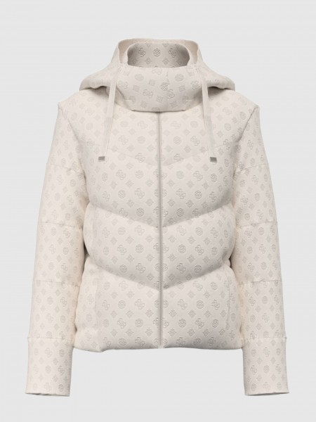 Kispo Guess Mulher New Daisy Crop Logo Puffer