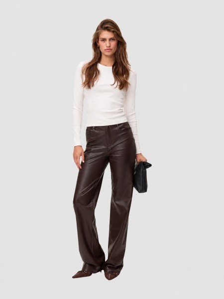Pantalones Mujer Casta�o Oscuro Vero Moda
