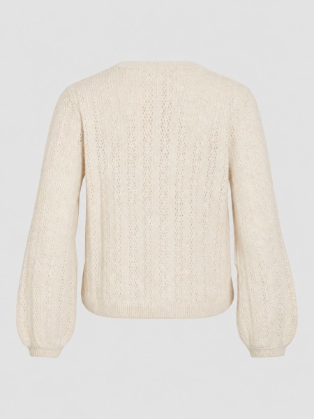 Camisola Vila Mulher Viliga Pointelle L/s O-Neck Top- Noos