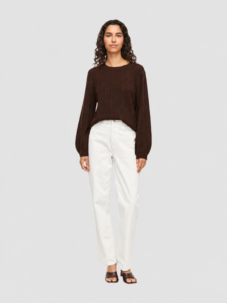Camisola Vila Mulher Viliga Pointelle L/s O-Neck Top- Noos