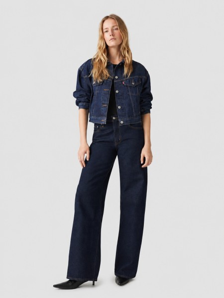 Jeans Levis  Mulher Xl Straight Dark Indigo - Flat Finish