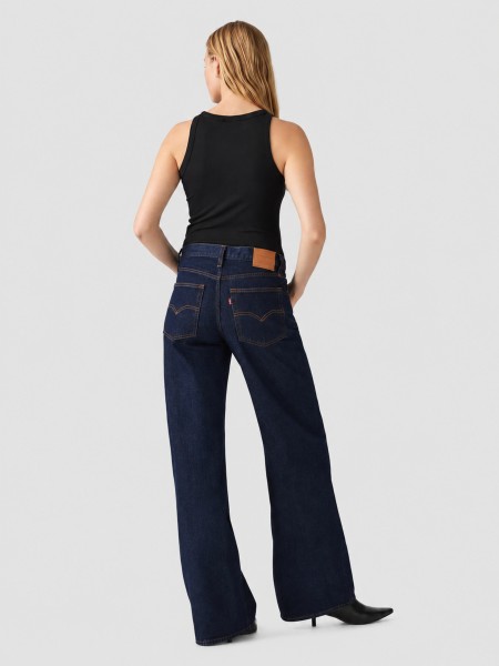 Jeans Levis  Mulher Xl Straight Dark Indigo - Flat Finish