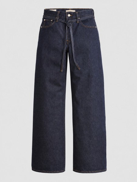 Jeans Levis  Mulher Xl Straight Dark Indigo - Flat Finish
