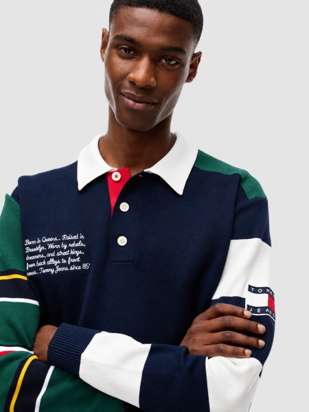 Polo Tommy Jeans Homem Tjm Reg Tommy Knitted Rugby Ext