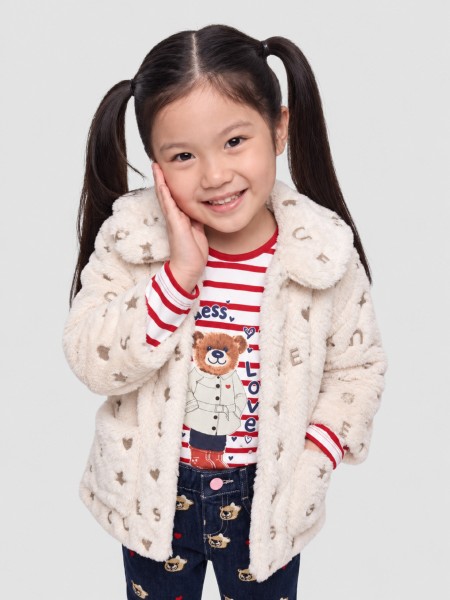 Casaco Guess Menina Faux Fur Ls Jacket W/zip
