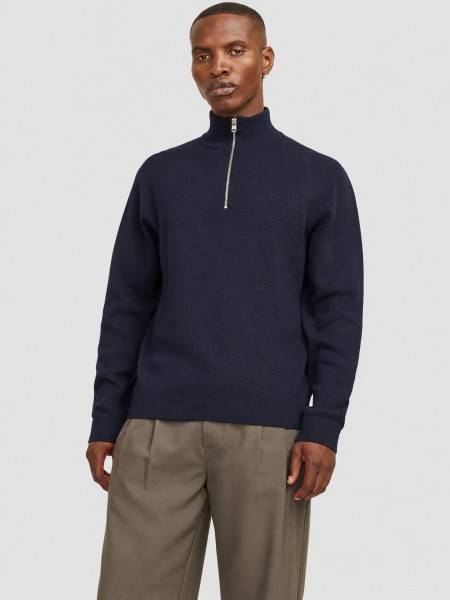 Camisola Jack & Jones Homem Jprblamilano Stitch Knit Half Zip Sn