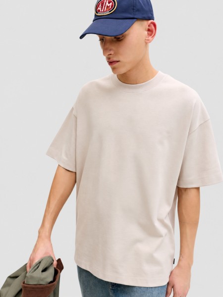 Camiseta Hombre Crema Jack & Jones Camiseta Hombre Crema Jack & Jones