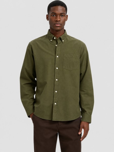 Camisa Selected Homem Slmregcole Rick-Ox Shirt Ls Noos