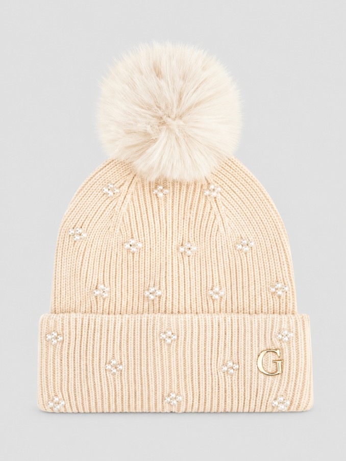 Beanie Woman Cream Guess