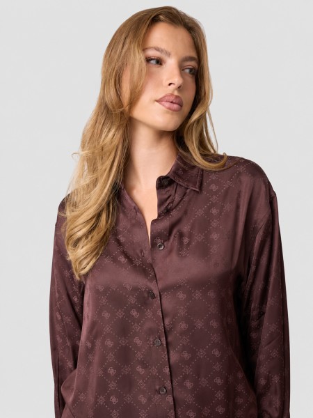 Camisa Guess Mulher Ls Carolyn Logo Shirt