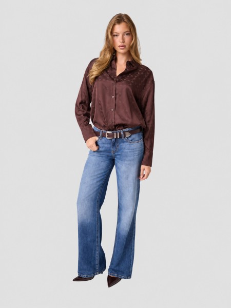 Camisa Guess Mulher Ls Carolyn Logo Shirt
