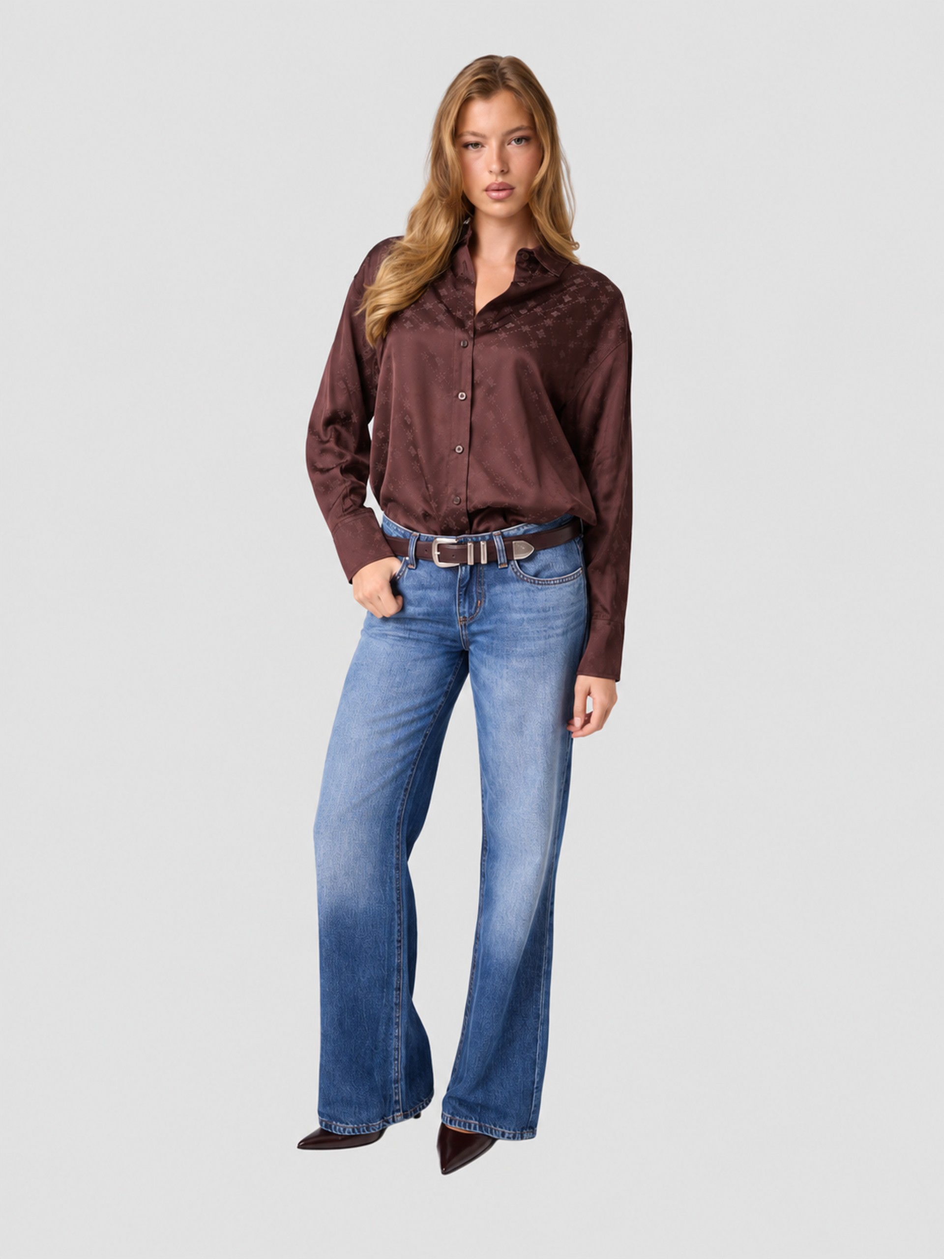 Camisa Mujer Marrón Guess