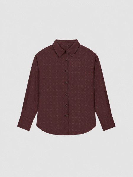Camisa Guess Mulher Ls Carolyn Logo Shirt