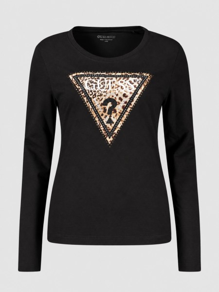 Camisola Guess Mulher Ls Cn Savanna Leopard Triangle Camisola Guess Mulher Ls Cn Savanna Leopard Triangle