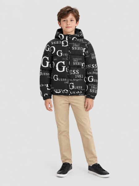 Kispo Guess Menino Oversize Hooded Ls Puffer W/zi