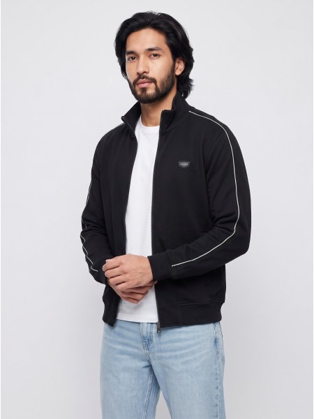 Casaco Antony Morato Homem Fleece Regular Fit In Interlock Fabric With Plate On Heart And Pipinig I Casaco Antony Morato Homem Fleece Regular Fit In Interlock Fabric With Plate On Heart And Pipinig I