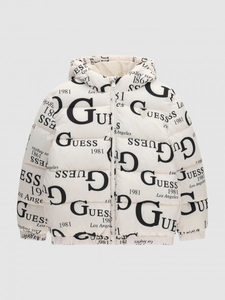 Kispo Guess Menino Oversize Hooded Ls Puffer W/zi