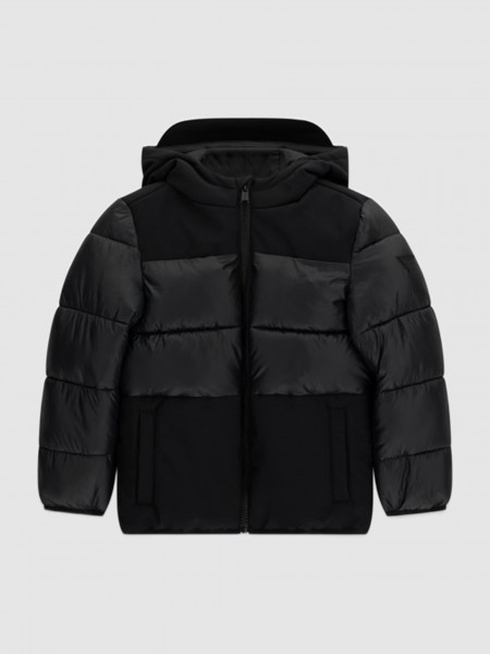 Kispo Guess Menino Hooded Ls  Mixed Fabric Puffer