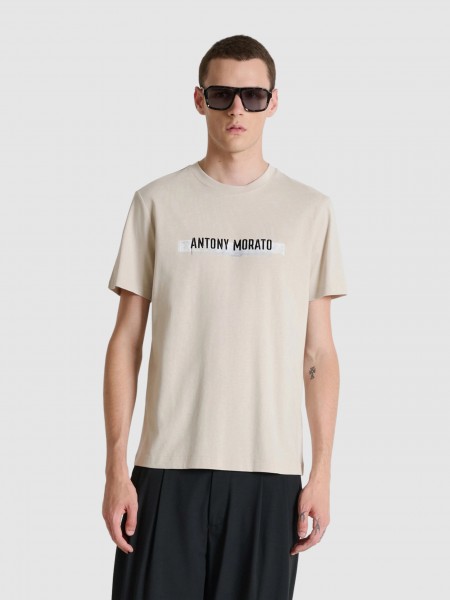 T-Shirt Antony Morato Homem  Regular  Fit In Jersey Cotton Fabric With  Print On Front